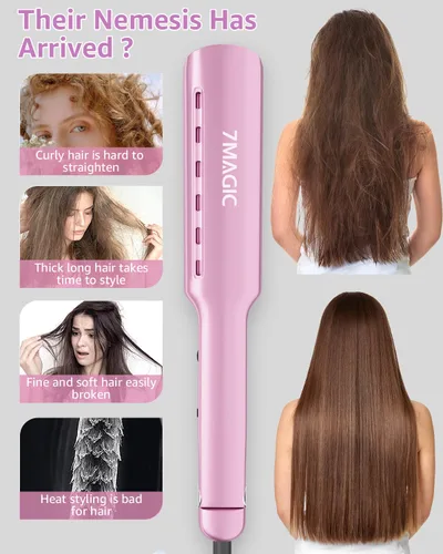 Miniatura 6 de 7MAGIC Alisadora de Cabello Nano Titanio, Plancha Plana de 1.7" de Ancho para Todo Tipo de Cabello, Alisadora de Cabello con 5 Temperaturas, Plancha