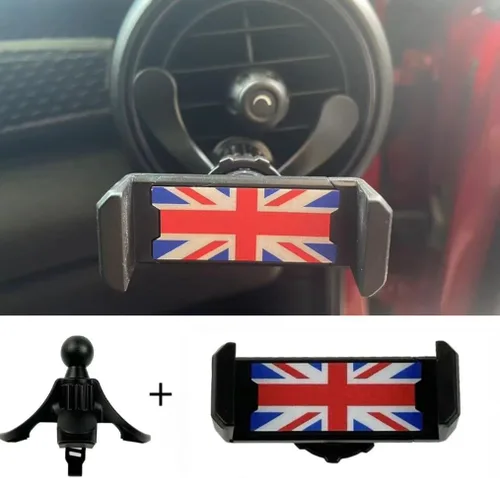Miniatura 2 de Soporte de teléfono para automóvil, soporte de teléfono Union Jack para ventilación circular de aire para Mini Cooper Serie R soporte manos libres