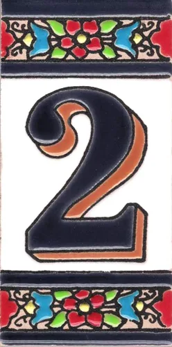 Miniatura 25 de Número de Casa - Número para Casa, Cerámica Esmaltada, Técnica Española Pintada a Mano Cuerda Seca, Nombres y Direcciones, Modelo Flor 2.2 x 4.1 in 8