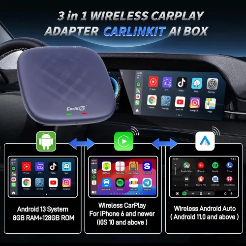 Miniatura 8 de CarlinKit CarPlay Ai Box Magic Box Android 13.0 Sistema inalámbrico CarPlay Adaptador Android Auto Soporte Netflix YouTube Google GPS+Glonass