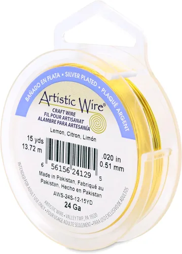 Miniatura 207 de Artistic Wire, alambre para manualidades de calibre 22 bañado en plata, resistente a las manchas, color cobre, blanco, 9,1 m