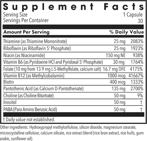 Miniatura 2 de MethylPro B Complex + L-Metilfolato 10 mg - Mezcla de vitaminas metiladas biodisponibles - Apoya la energía y el estrés - Vegetariano e