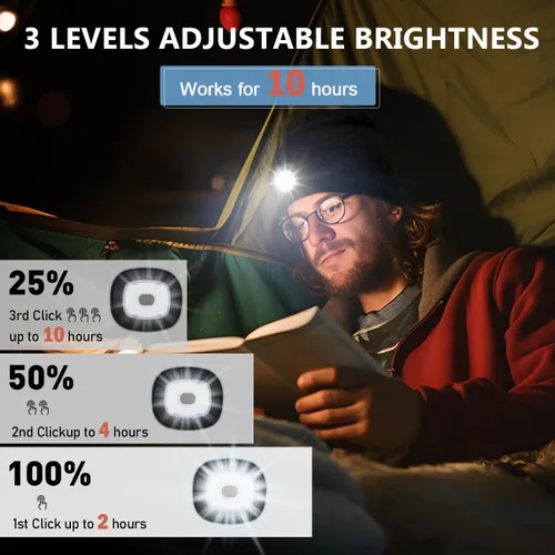Miniatura 5 de Deilin Gorro unisex con la luz, regalos para chicos, gorro LED con linterna recargable de luz