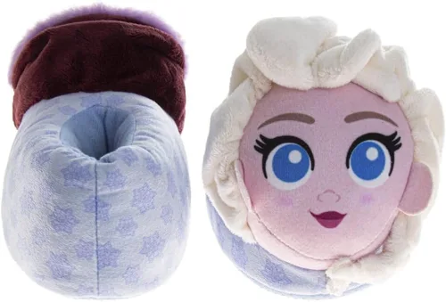 Miniatura 3 de Disney Frozen Elsa and Anna - Pantuflas de felpa para niñas, antideslizantes, cómodas, esponjosas, ligeras, cálidas, suaves, para interiores y niñas