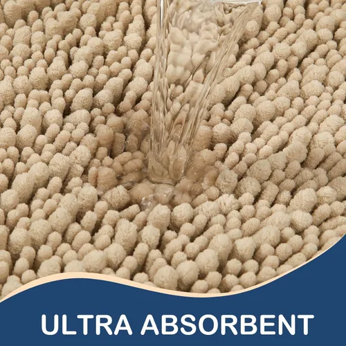 Miniatura 4 de Arotive Alfombras de baño de chenilla, 2 piezas, tamaño de alfombra de baño de 24 x 16 y 30 x 20 pulgadas, color beige, paquete de 2 artículos