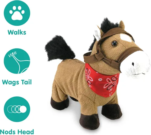 Miniatura 2 de Cuddle Barn – Gallop The Musical Horse Juguete de peluche animado Galopa, trota y canta "Giddy Up, Lil' Cowboy" Animal de peluche de 10