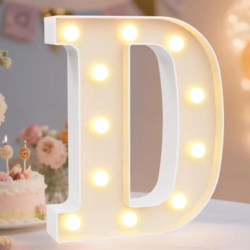 Miniatura 74 de Pooqla Letras con luces LED de marquesina, letras decorativas iluminadas en blanco cálido y blanco frío, letras del alfabeto iluminadas para niños