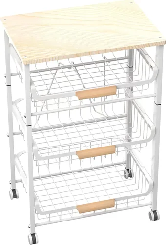 NiuYichee Cesta de frutas de 4 capas para cocina, organizador de almacenamiento de alimentos y estante de almacenamiento, carrito de almacenamiento
