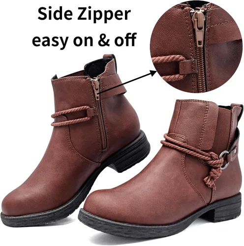 Miniatura 3 de Ataiwee Botines para mujer, botas clásicas de plataforma con cremallera lateral cómoda.