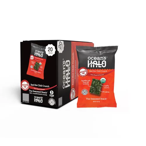 Miniatura 3 de Ocean's Halo Snacks de algas orgánicas – Cebolla Maui, sin bandeja, veganos, crujientes salados, paquete de 20 (0.14 onzas cada uno)