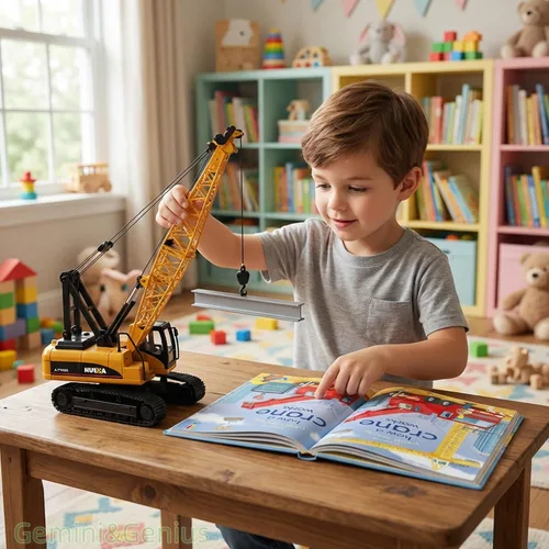 Miniatura 3 de Gemini&Genius Juguetes de grúa para niños, vehículos de construcción, grúa, equipo de construcción de juguete de camión, regalo ideal para niños
