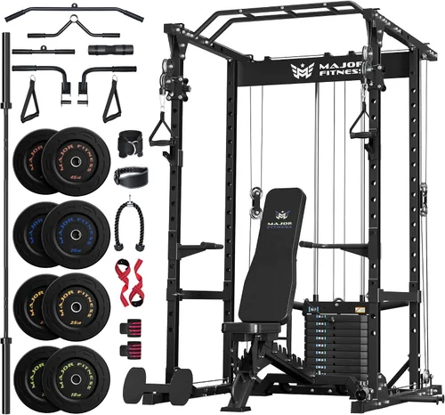 Miniatura 17 de MAJOR FITNESS Drone1 Power Cage - Rack de potencia multifunción para gimnasio en casa, estante para sentadillas, sistema de cruce de cables
