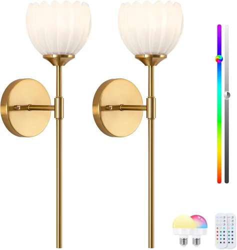 Miniatura 11 de Apliques de pared inalámbricos vintage que funcionan con pilas, luces de pared de latón antiguo con batería recargable, lámpara de pasillo de lujo