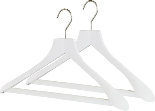 Miniatura 8 de MAWA by Reston Lloyd, Percha de madera europea, percha de madera de haya con hombros anchos de apoyo, gancho giratorio, acabado blanco