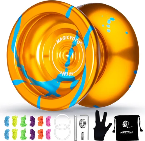 Miniatura 8 de MAGICYOYO Yoyos de Doble Propósito - N11 Aleación Dorada Negra Profesional No Responsivo Yo Yo y K2 Azul Rosa Amarillo Plástico Responsivo Yo-yo