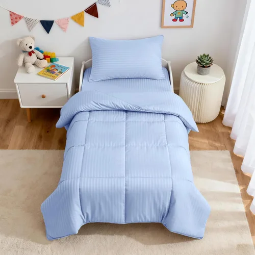 Miniatura 15 de ZPECC Juego de Ropa de Cama para Niños Pequeños - Juego de Ropa de Cama Hipoalergénica para Cuna de Bebé de 4 Piezas para Niños y Niñas, Incluye