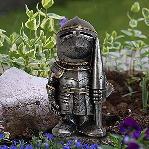 Miniatura 3 de Estatua de caballero de jardín, figuras de caballero de jardín, gnomos, decoraciones medievales, templarios, cruzados, guardia, armadura
