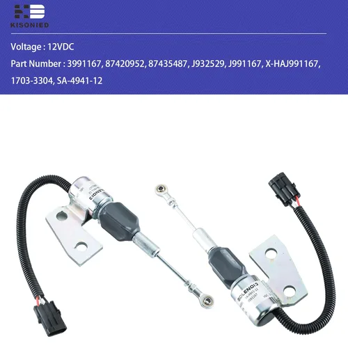 Miniatura 2 de 3991167 Solenoide de apagado de combustible 1703-3304 3964627 SA-4941-12 87420952 J991167 Reemplazo para Cummins Engine 4BT 5.9L Hyundai R220-5 Case