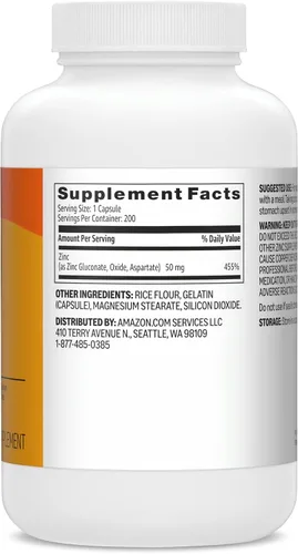 Miniatura 2 de Amazon Basics Cápsulas de zinc, 50 mg, 200