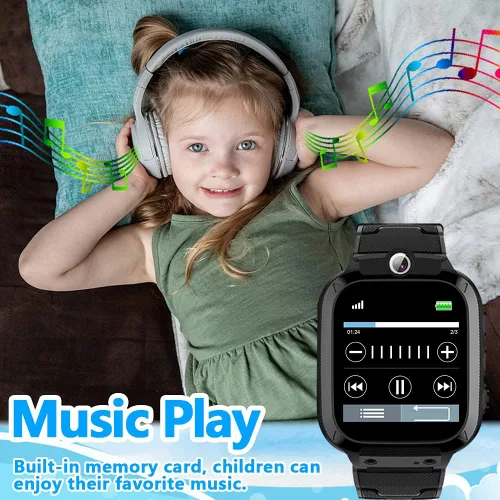 Miniatura 5 de OVV Reloj inteligente para niños y niñas con doble cámara grabación de video 14 juegos de rompecabezas reproductor de música linterna despertador
