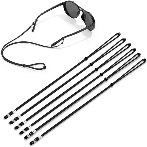 Miniatura 6 de VOOGLASS Correa para lentes (6 unidades) para gafas deportivas, cordón ajustable para lentes de sol, soporte para el cuello, retenedor de cordón