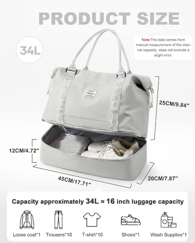 Miniatura 40 de Bolsa de viaje para mujer, bolsa deportiva para gimnasio, H-Negro