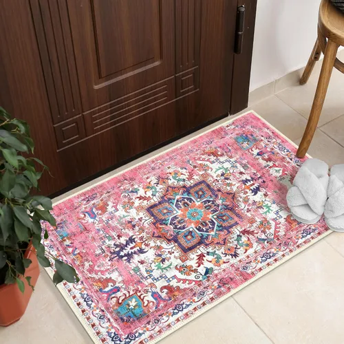 Miniatura 18 de GLN Rugs Bohemian Collection - Alfombra de felpilla lavable a máquina, bohemio vintage, antideslizante, alfombra de felpilla de pelo bajo, alfombra