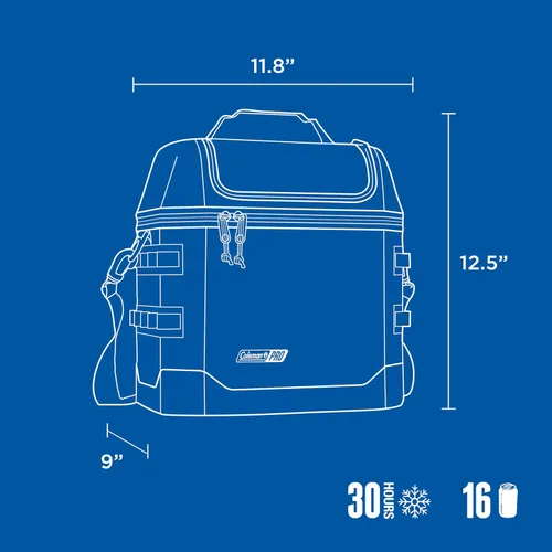Miniatura 7 de Bolsa de Almuerzo Suave Premium Coleman Pro para 16 Latas, Nevera con Tapa y Cuerpo Completamente Aislados, Mantiene el Frío hasta 30 Horas, Ideal
