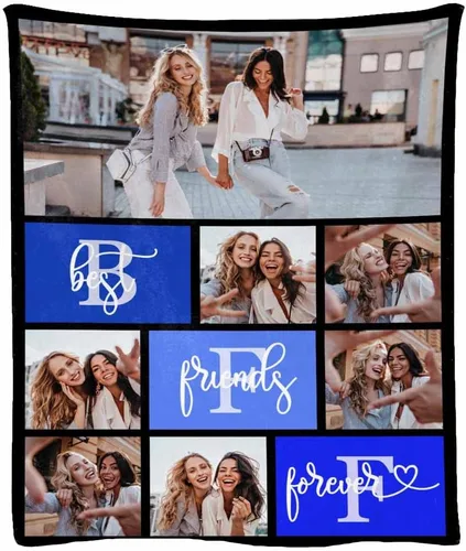 Miniatura 19 de Manta de franela suave personalizada para BFF con 6 fotos, tamaño de manta de 30 x 40 pulgadas