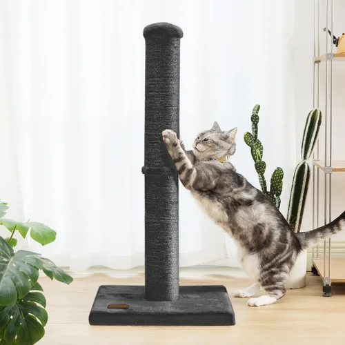 Miniatura 5 de Karolpar Poste rascador para gatos de 34 pulgadas con cuerda de sisal natural, 4.3 pulgadas de diámetro grande, árbol rascador para gatos de Negro