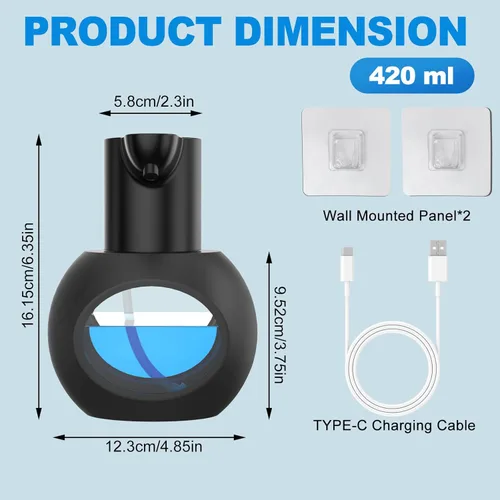 Miniatura 4 de Dispensador automático de jabón espumoso de 15 oz/420ml, desinfectante de manos espumoso, soporte de pared sin contacto con 4 niveles, dispensador