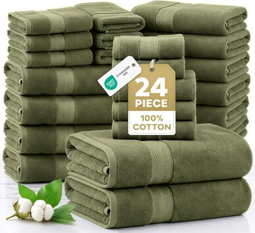 Miniatura 16 de Lane Linen Paquete de 4 toallas de baño 100 % algodón (35 x 66 pulgadas), hilado en anillo, extra grandes, secado rápido, suaves, de poca pelusa