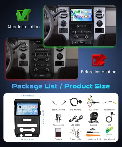 Miniatura 8 de Rimoody 4+64G Android 15 Estéreo de coche para Ford F150 F-150 2009-2012 con Carplay inalámbrico Android Auto, 9 '' en la pantalla de la célula