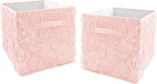 Miniatura 7 de Sweet Jojo Designs Cajas de almacenamiento plegables de tela estilo bohemio y bohemio, color rosa, para niños, bebés, niños, juego de 2