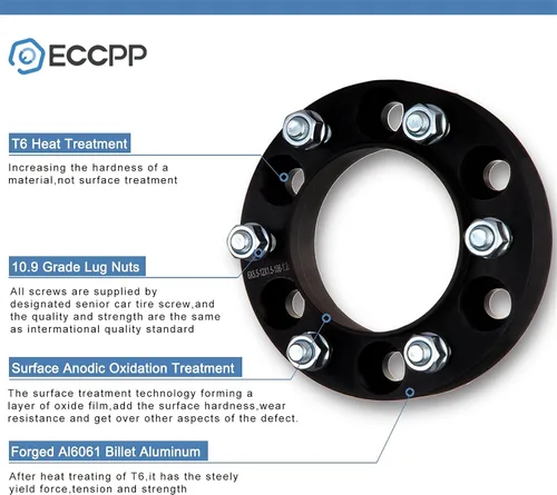 Miniatura 3 de ECCPP espaciadores de ruedas negros de 1.5" para tornillos 5x4.5 para Jeep (4 unidades), 71003