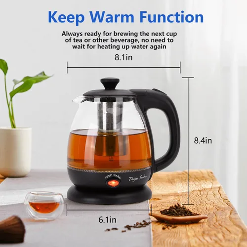 Miniatura 3 de Taylor Swoden Hervidor Eléctrico con Infusor de Té, Hervidor de Agua Eléctrico Pequeño de 1L con Mantenimiento de Calor, Hervidor de Agua Caliente