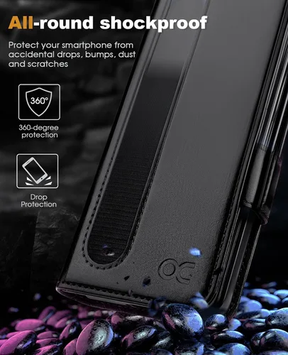 Miniatura 6 de OCASE Funda tipo cartera para Samsung Galaxy Z Fold 5 5G con soporte para S Pen (versión actualizada) de piel sintética, ranuras para tarjetas
