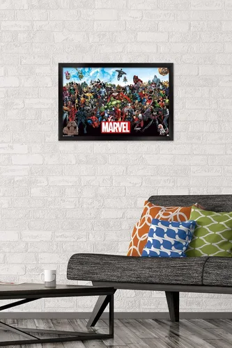 Miniatura 2 de Marvel Comics The Marvel Lineup - Póster de pared, 22.4 pulgadas de largo x 14.7 pulgadas de ancho, versión enmarcada en negro Versión con marco