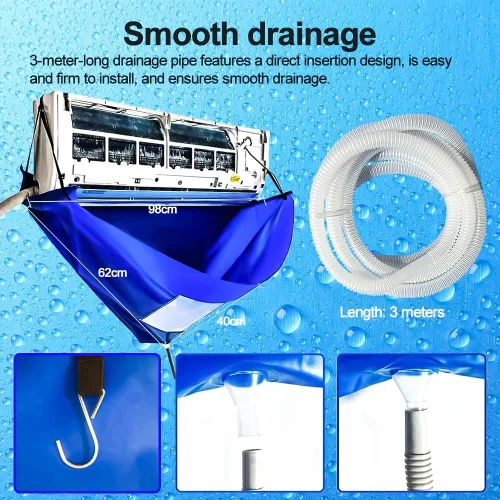 Miniatura 5 de Bolsa de limpieza de aire acondicionado con varillas de soporte, kit de cubierta mini dividida, cubierta de limpieza de aire acondicionado