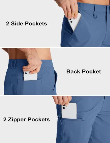Miniatura 5 de MAGCOMSEN Men's Hiking Cargo Shorts Quick Dry Lightweight 9" Golf Shorts Summer Casual Work Outdoor with 5 Zipper Pockets