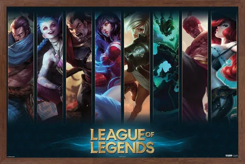 Miniatura 13 de League of Legends - Póster de pared de campeones, 22.4 pulgadas de largo x 14.7 pulgadas de ancho, versión enmarcada de madera de granero