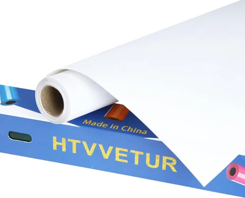 Miniatura 7 de HTVVETUR Vinilo de Transferencia de Calor Blanco - Rollos HTV de 12" x 9 pies para Camisas, Vinilo Termoadhesivo para Cameo - Fácil de Cortar y 01