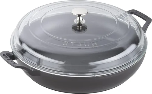 Miniatura 8 de STAUB - Cazuela de hierro fundido de 3.5 cuartos con tapa de cristal, color lila