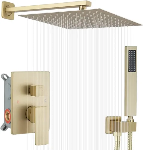 Miniatura 18 de Sistema de ducha negro mate de 10 pulgadas para baño, juego combinado de ducha de lujo con mezclador de lluvia, montado en la pared, grifo de ducha