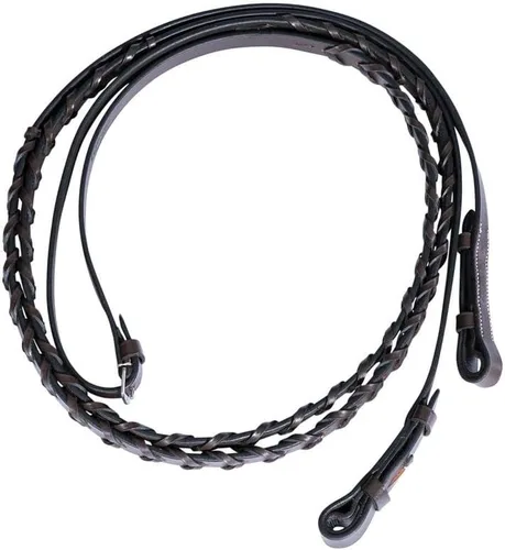 Schneiders Pinnacle - Riendas extralargas con cordones para caballos de 5/8 x 64 | Color Havana | Extra largas para caballos más grandes | Cordones