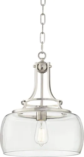 Miniatura 2 de Franklin Iron Works Lámpara Colgante - Charleston Níquel Cepillado, Vidrio Transparente, Lámpara Colgante de Estilo Rústico para Islas de Cocina