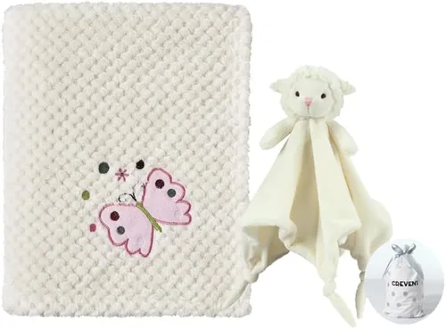 Miniatura 11 de CREVENT - Manta de felpa acogedora para bebé, mantita de seguridad con caras de animales para niños pequeños, regalo para bebés recién nacidos