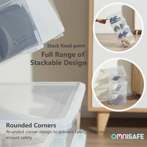 Miniatura 4 de Paquete de 12 cajas de almacenamiento de plástico apilables de 6 cuartos de galón, contenedor anestable sin BPA para organizar zapatos, caja