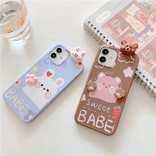 Miniatura 5 de Bonita funda de dibujos animados compatible con Samsung Galaxy S20 FE, funda protectora de goma de silicona suave con personaje de muñeca de Conejo