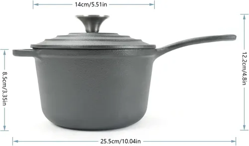 Miniatura 2 de HAWOK Mini cacerola de hierro fundido de 1 cuarto de galón, 5.5 pulgadas con tapa, pre-sazonada